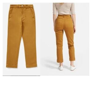 Everlane The Slim-Leg Crop in brass - high waist utility 70s style crop demin